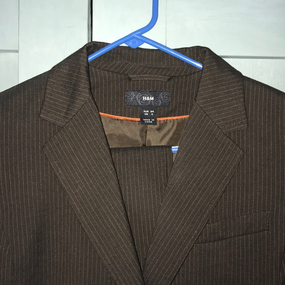 Like new H&M choc pin stripe suit